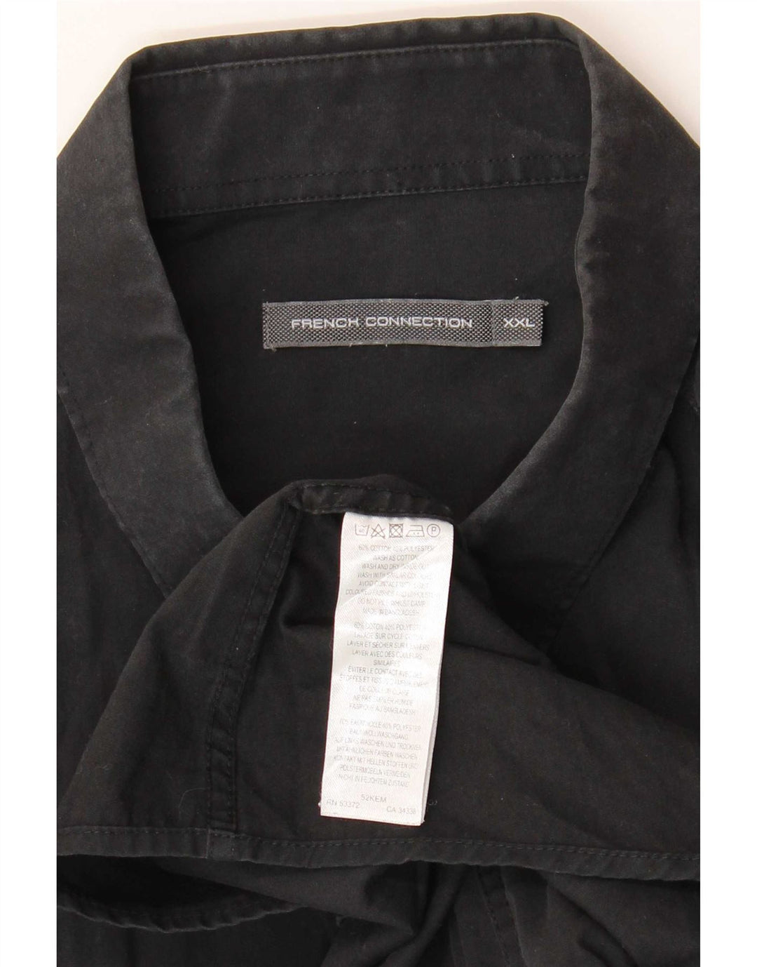 French Connection Herrenhemd 2XL Schwarz Baumwolle