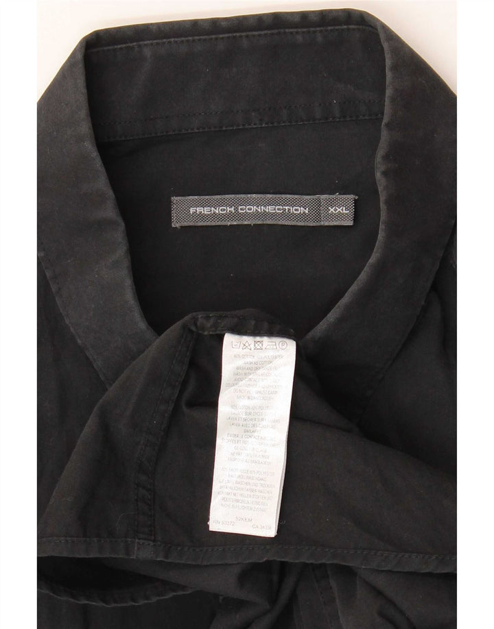 French Connection Herrenhemd 2XL Schwarz Baumwolle