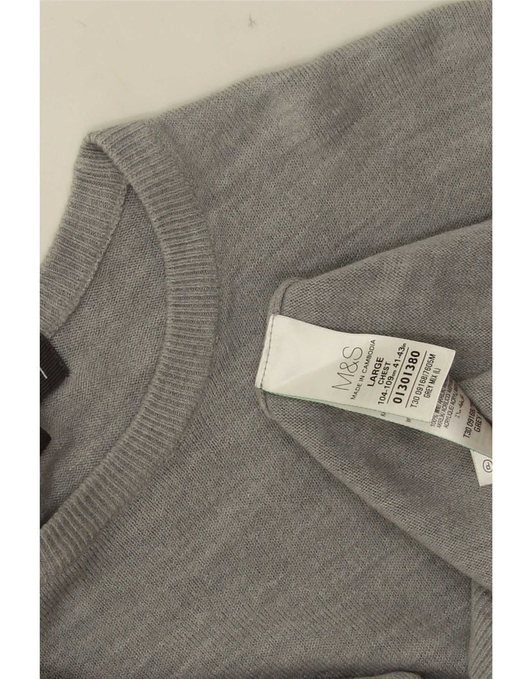 Marks & Spencer Herren-Pullover mit Rundhalsausschnitt, Größe L, Acryl, Grau