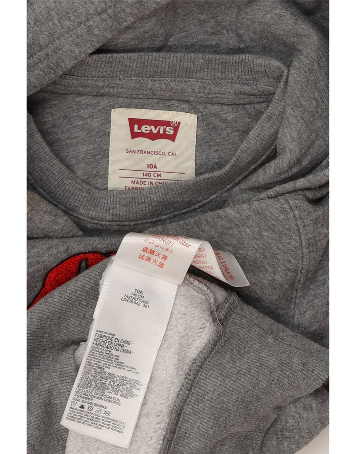 Levi's Jungen-Pullover mit grafischem Kapuzenpullover, 9–10 Jahre, graue Baumwolle