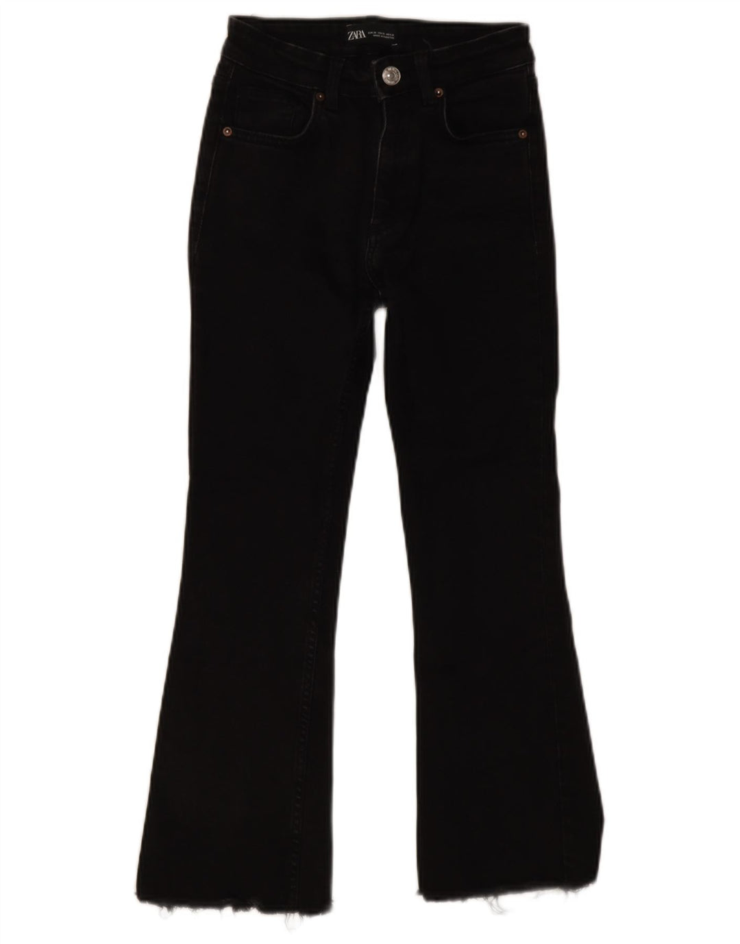 Kurze Jeans für Damen von Zara, EU 38, Größe S, W28, L24, schwarze Baumwolle