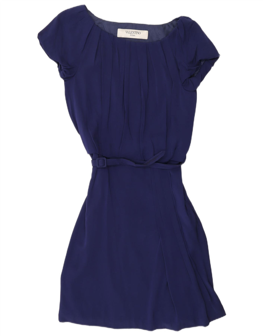 VALENTINO Damen A-Linien-Kleid IT 42 Mittelblaue Seide aus Marineblau