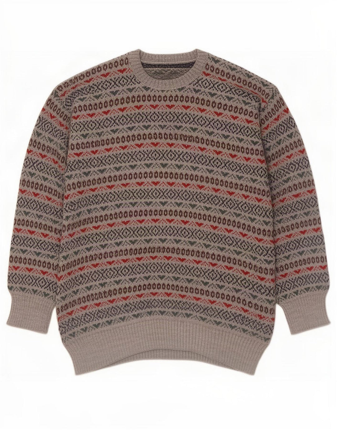 Vintage Herren Rundhalspullover Pullover Small Grey Fair Isle