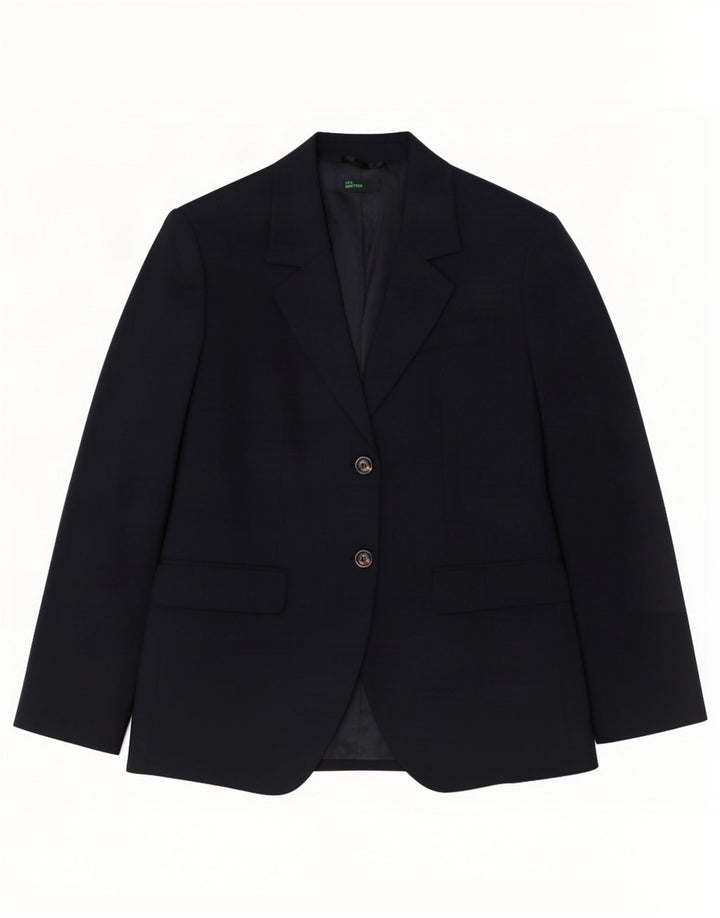 Benetton Damen-Blazer mit 2 Knöpfen, IT 46, groß, marineblau, Polyester