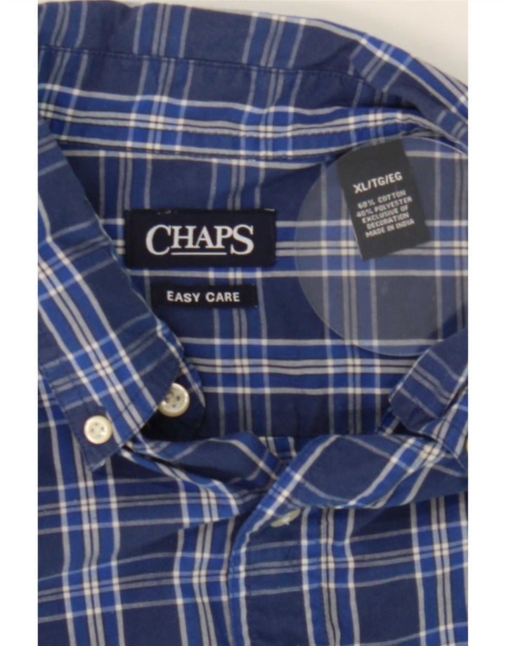 Chaps Herrenhemd XL, blau kariert, Baumwolle