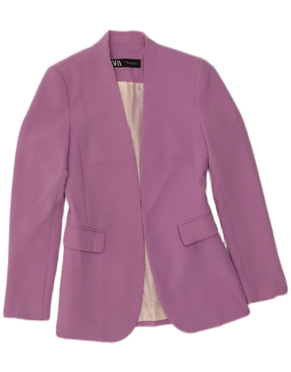 Zara Womens Open Blazer Jacke UK 6 XS Lila Polyester