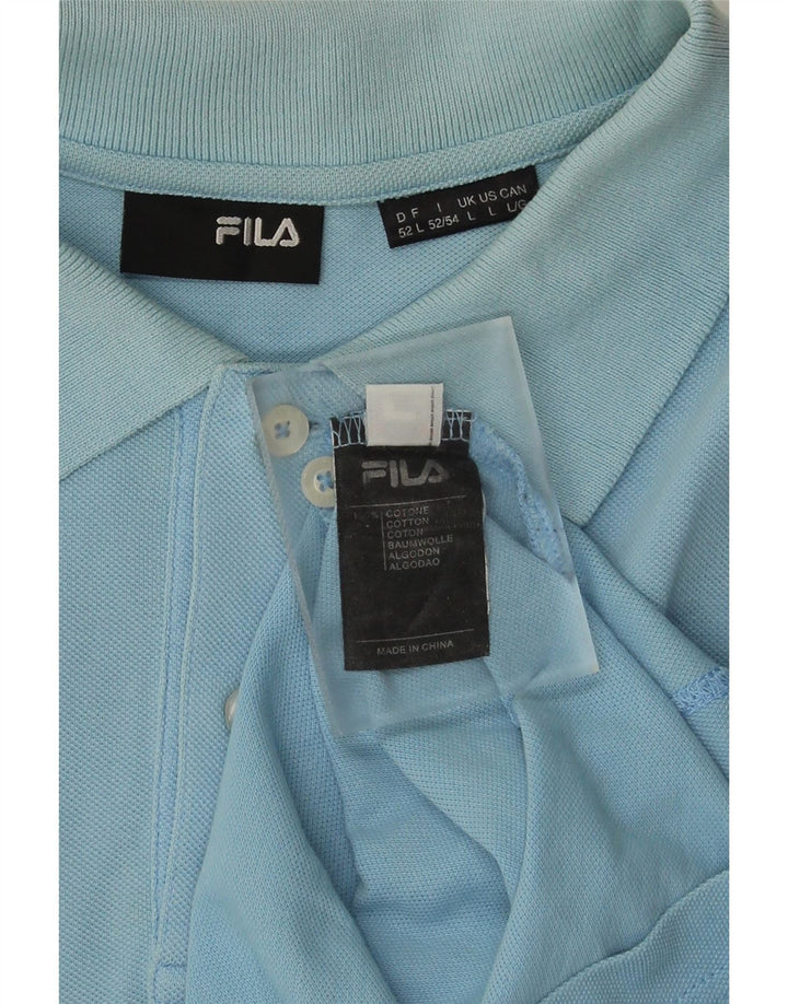 Fila Herren Langarm-Poloshirt, große blaue Baumwolle