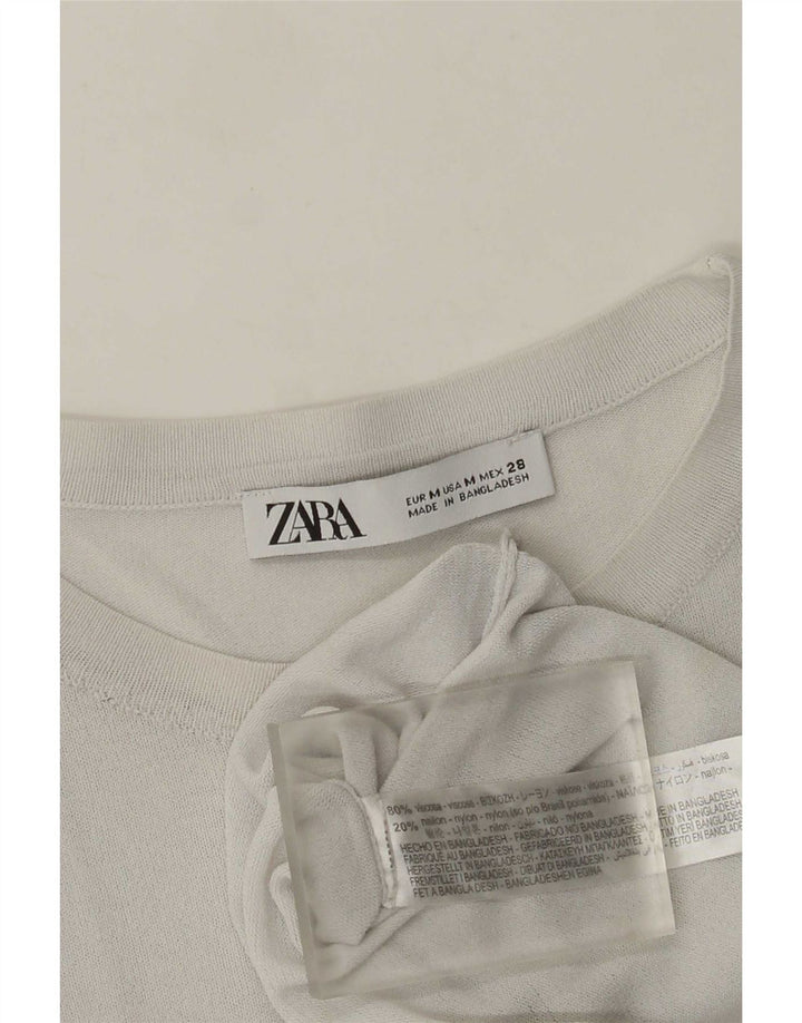 Zara Damen Top Langarm UK 12 Mittelgraue Viskose