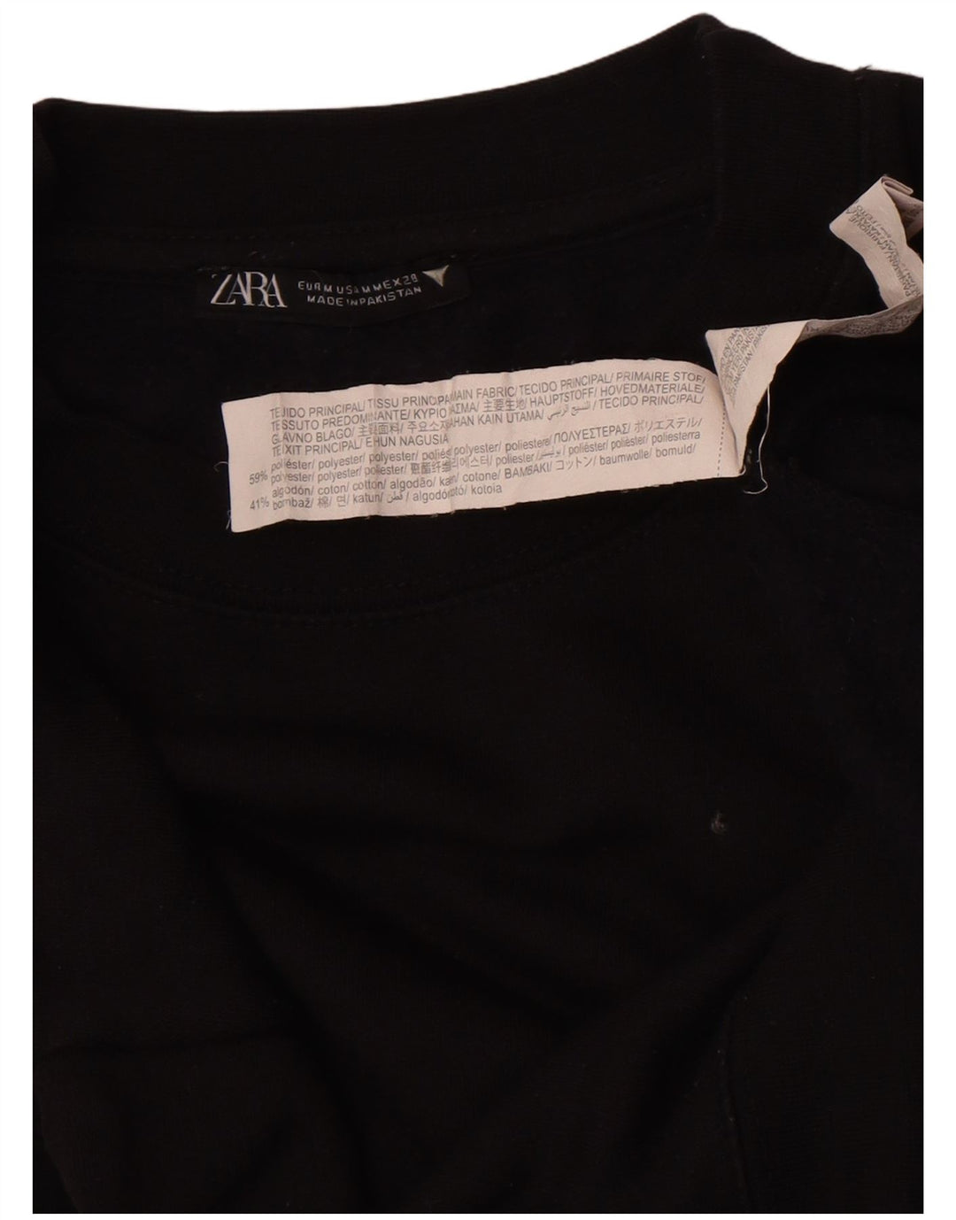 Zara Damen Crop Sweatshirt Pullover UK 14 Medium Schwarz Polyester