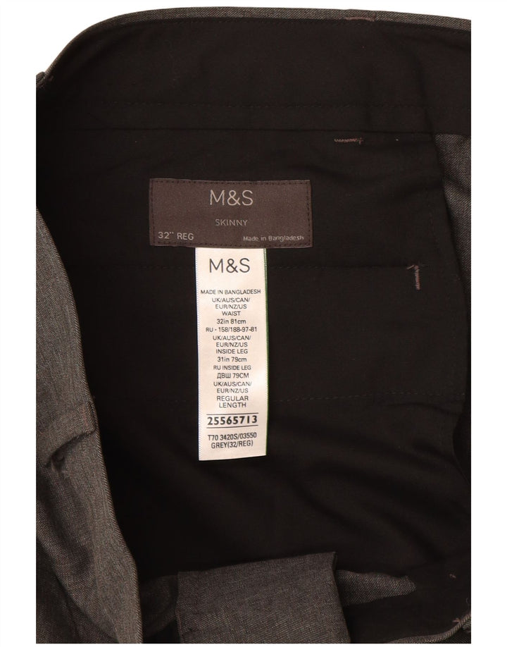 Marks & Spencer Herren Skinny Freizeithose W32 L31 Grau Polyester
