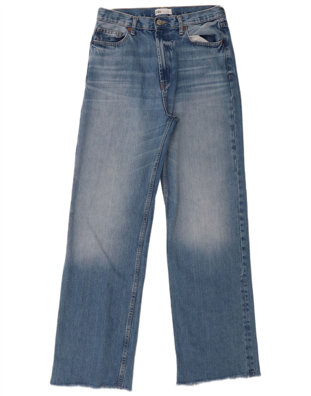 Zara Damen Straight Jeans EU 40 Medium W30 L33 Blau
