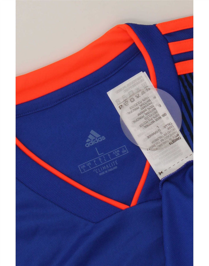 Adidas Herren Climalite Graphic T-Shirt Top Großes blaues geometrisches Polyester