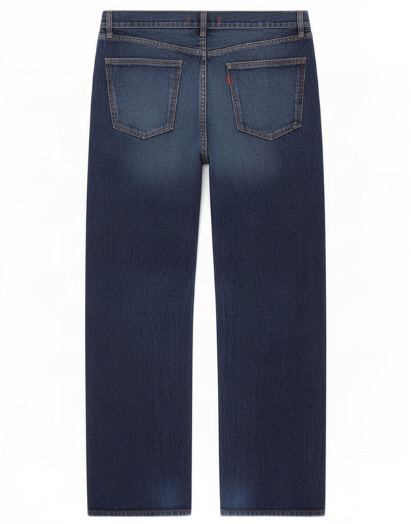 Zara Damen Straight Jeans EU 42 Large W32 L34 Marineblaue Baumwolle