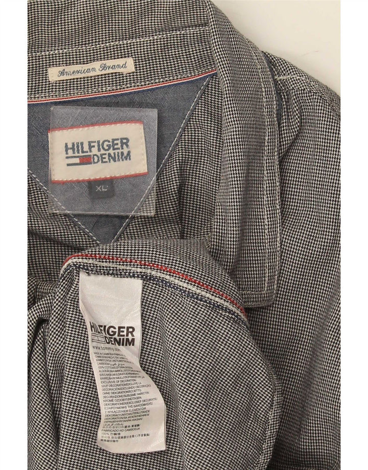 Tommy Hilfiger Herrenhemd XL Marineblaue Hahnentritt-Baumwolle
