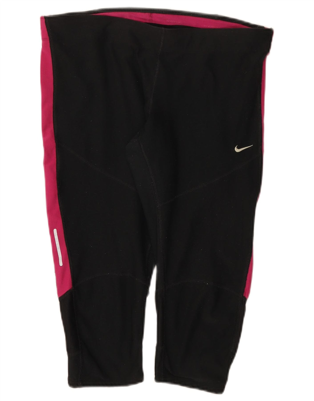 Nike Damen Dri Fit Capri Leggings UK 14 Large Schwarz Colourblock Polyester