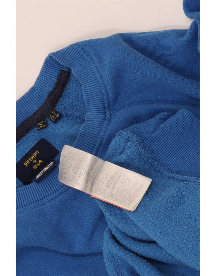 Superdry Damen-Sweatshirt-Pullover in Übergröße, mittelblau, Größe UK 12, Baumwolle