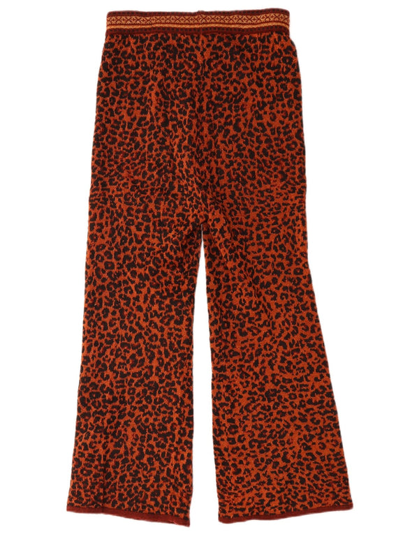 Zara Damen-Freizeithose aus Strick mit weitem Bein, Größe S, W26, L26, Braun, Tiermuster