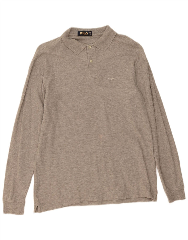 FILA Mens Long Sleeve Polo Shirt IT 46 Small Grey Cotton