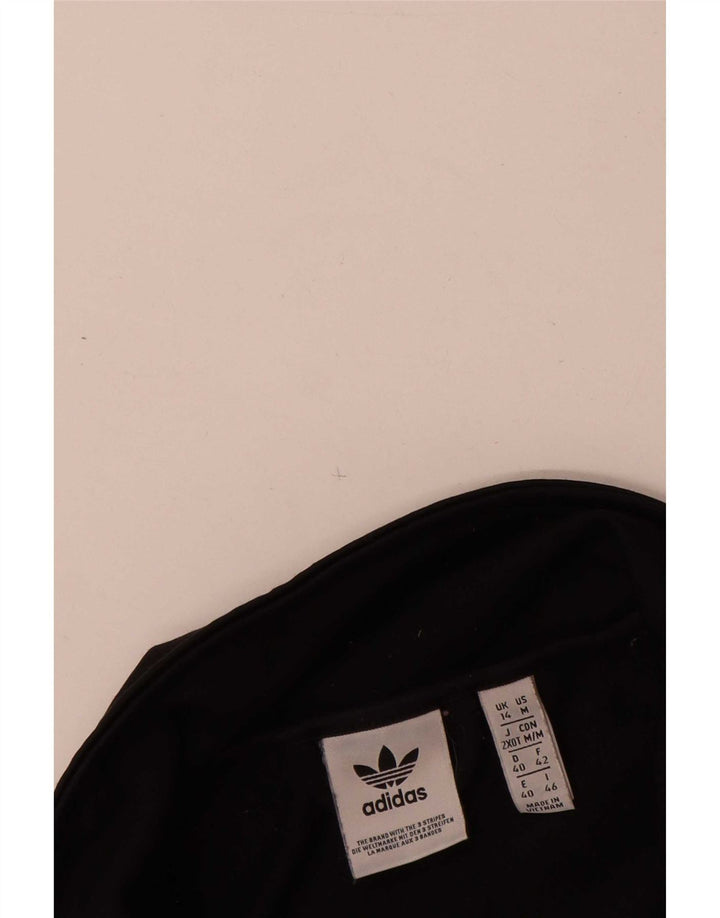 Adidas Damen-Trainingsanzug-Oberteiljacke UK 14 Mittelschwarzes Colourblock-Polyester