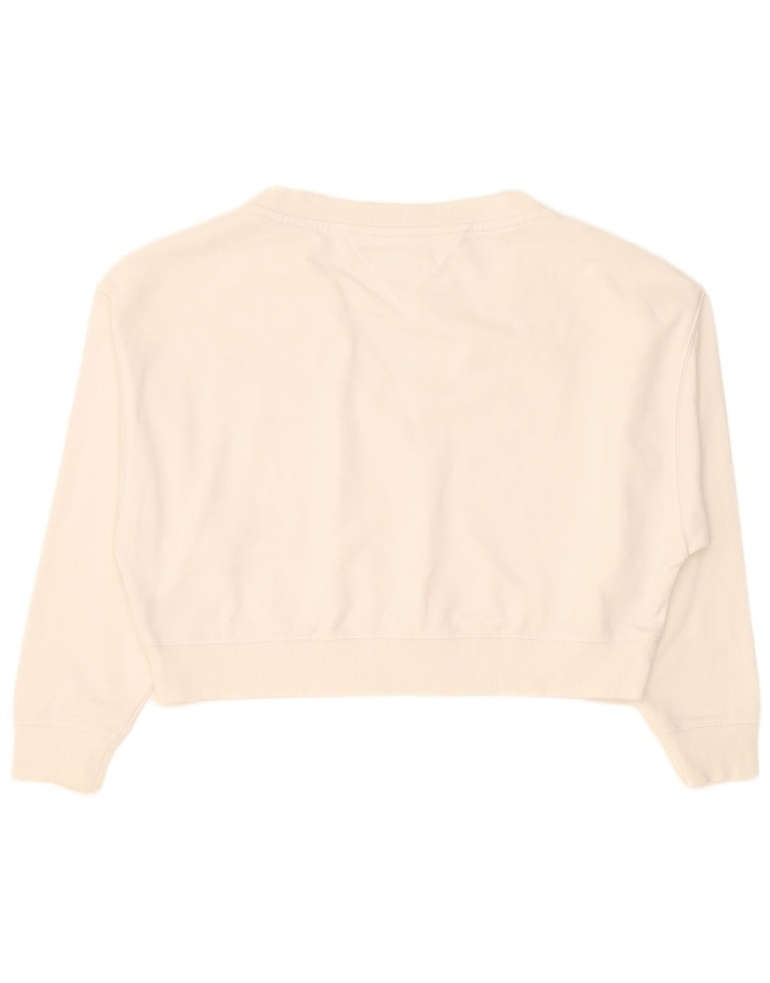 Tommy Hilfiger Damen Crop Oversized Sweatshirt Pullover UK 10 Small Weiß