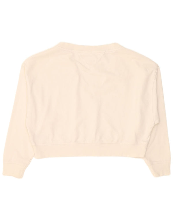 Tommy Hilfiger Damen Crop Oversized Sweatshirt Pullover UK 10 Small Weiß