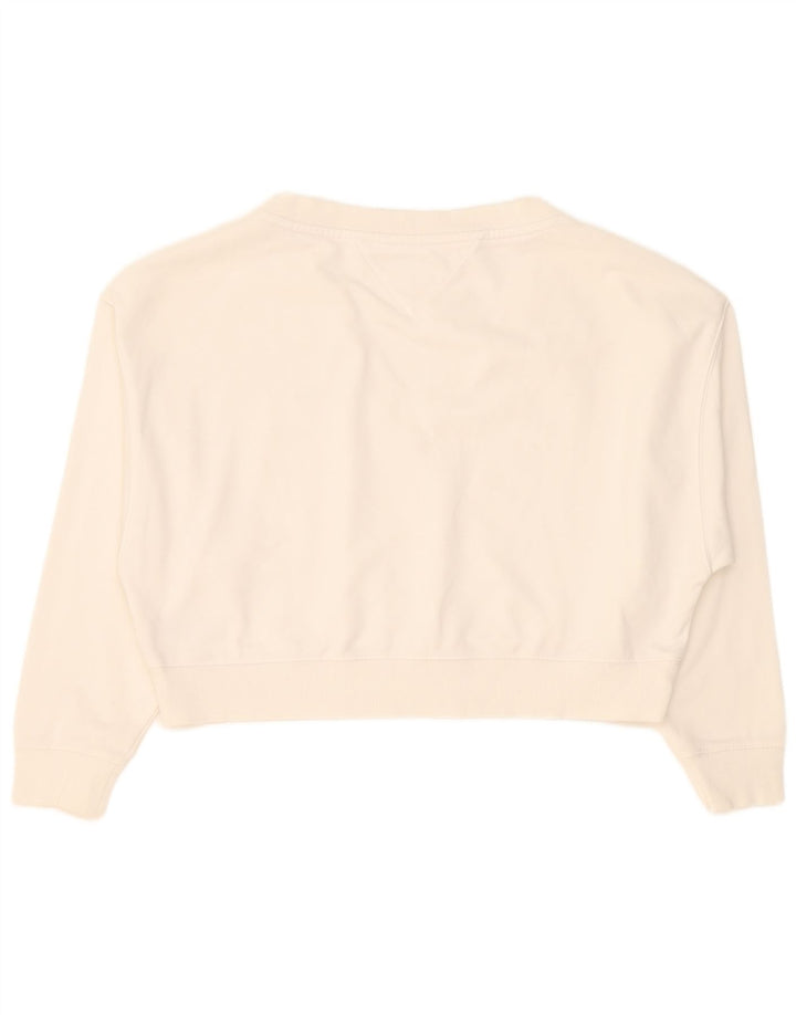Tommy Hilfiger Damen Crop Oversized Sweatshirt Pullover UK 10 Small Weiß