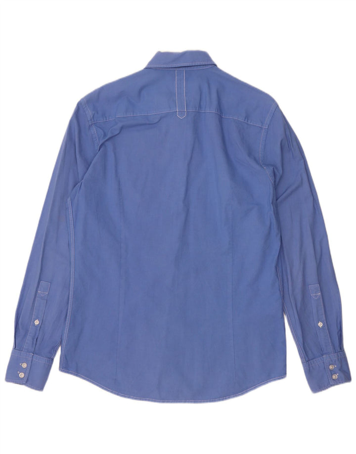 Hugo Boss Herren-Slim-Fit-Hemd, groß, aus blauer Baumwolle