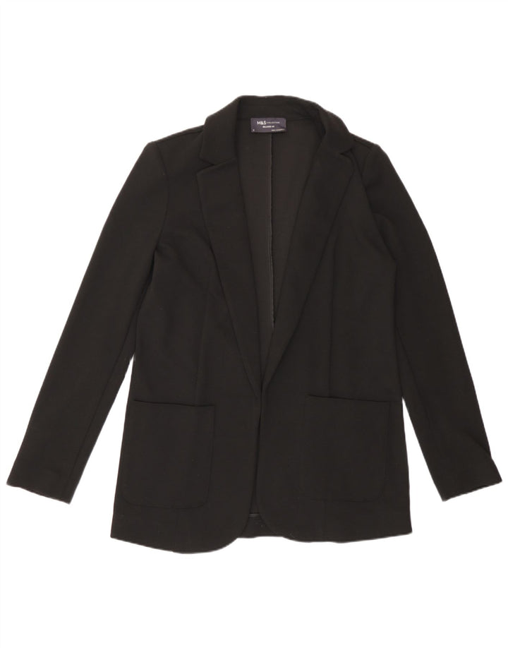Marks & Spencer Womens Open Relaxed Fit Blazer Jacke UK 8 Small Schwarz