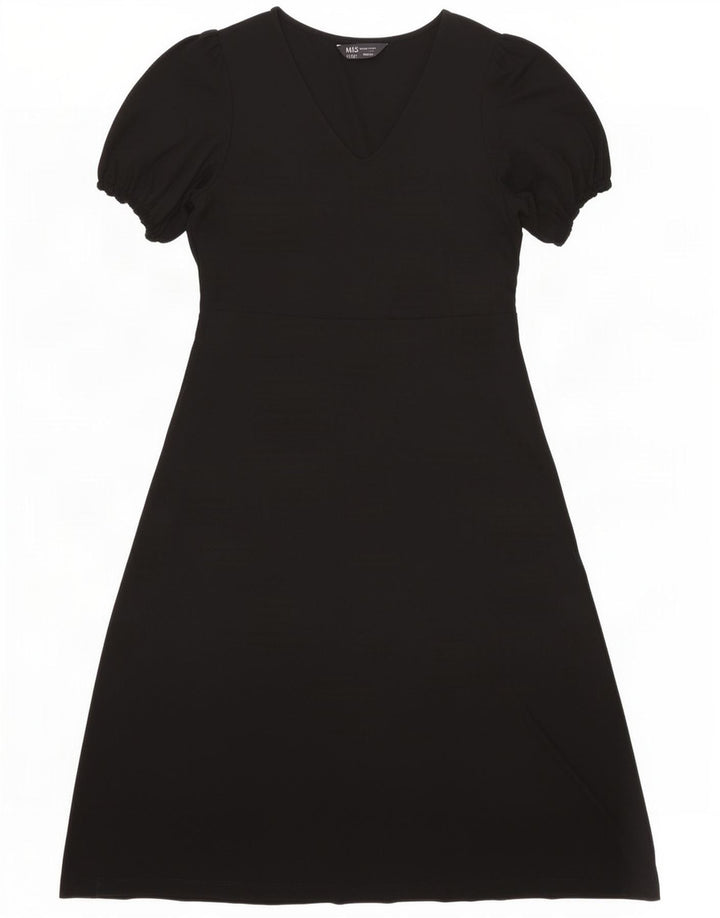 Marks & Spencer Damen A-Linien-Kleid UK 12 Mittelschwarze Viskose