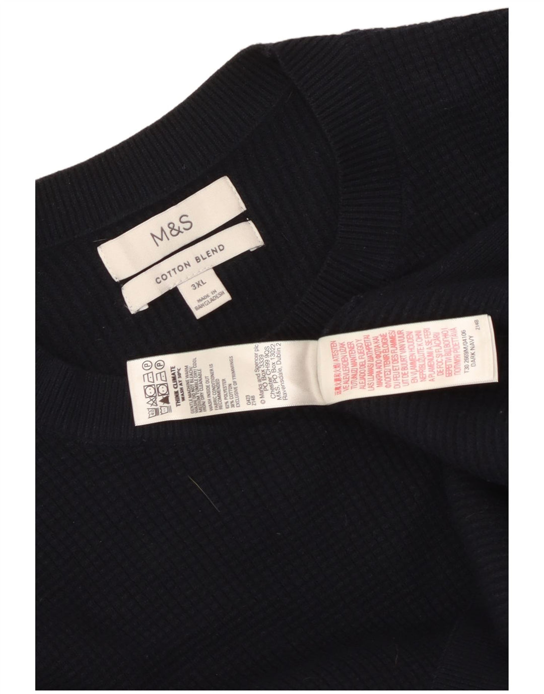 Marks & Spencer Herren-Pullover mit Rundhalsausschnitt, 3XL, Marineblau, Polyester