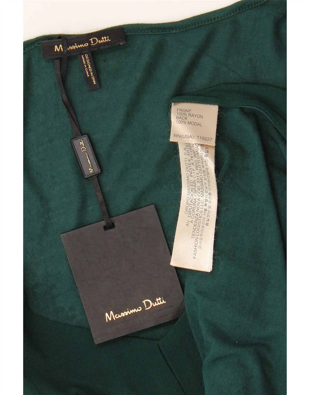 MASSIMO DUTTI Damen Blusenoberteil UK 14 Mittelgrüner Rayon