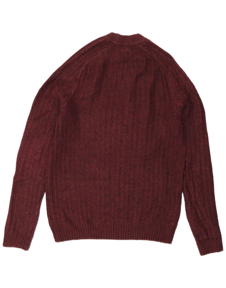 Marks & Spencer Herren-Pullover mit Rundhalsausschnitt, groß, Burgunderrot meliert