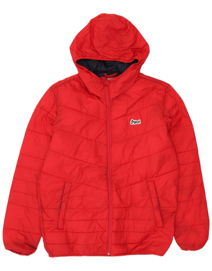 JACK & JONES Wattierte Herrenjacke mit Kapuze, UK 40, Größe L, Rot