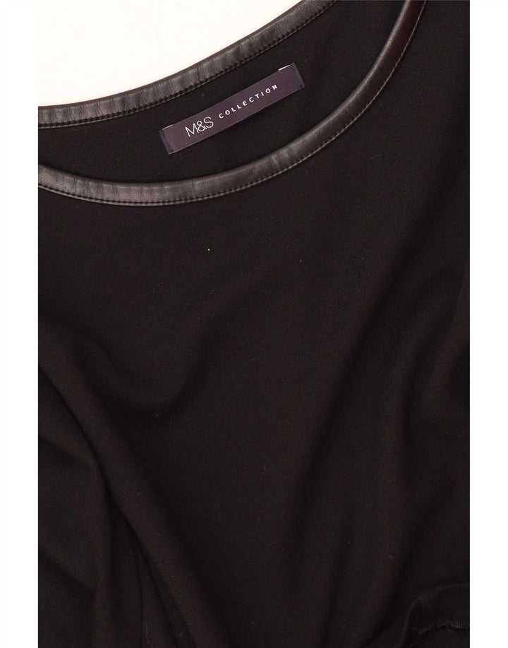 Marks & Spencer Damen-Etuikleid mit langen Ärmeln, Gr. 16, Schwarz