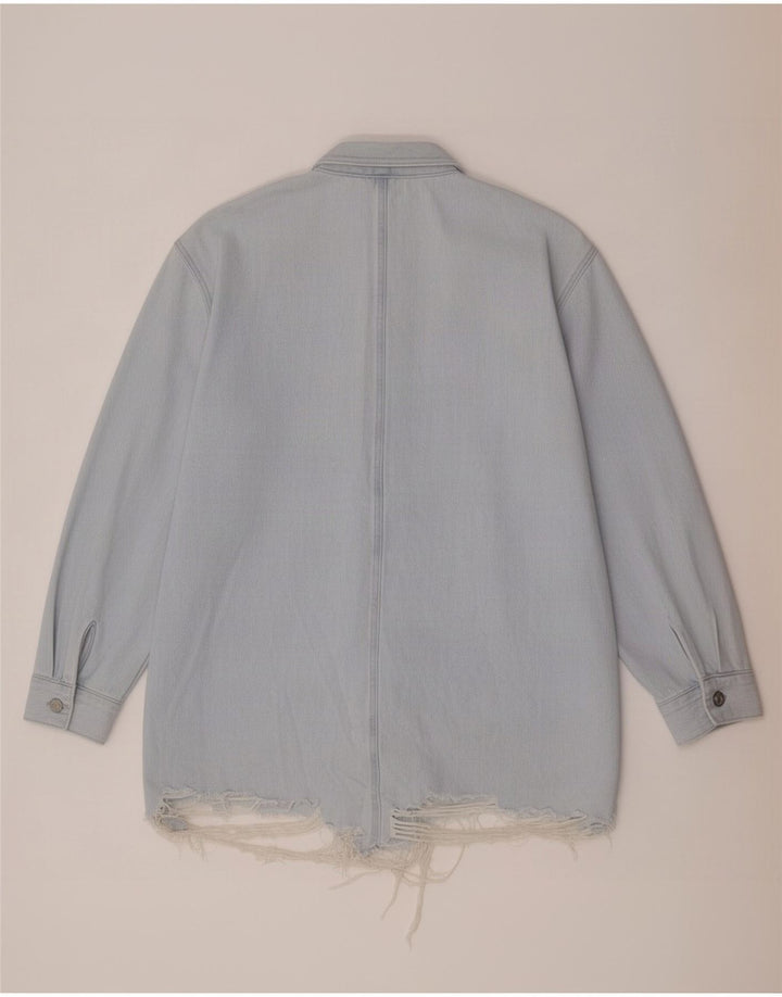 Zara Damen Übergroßes Jeanshemd UK 14 Mittelblau