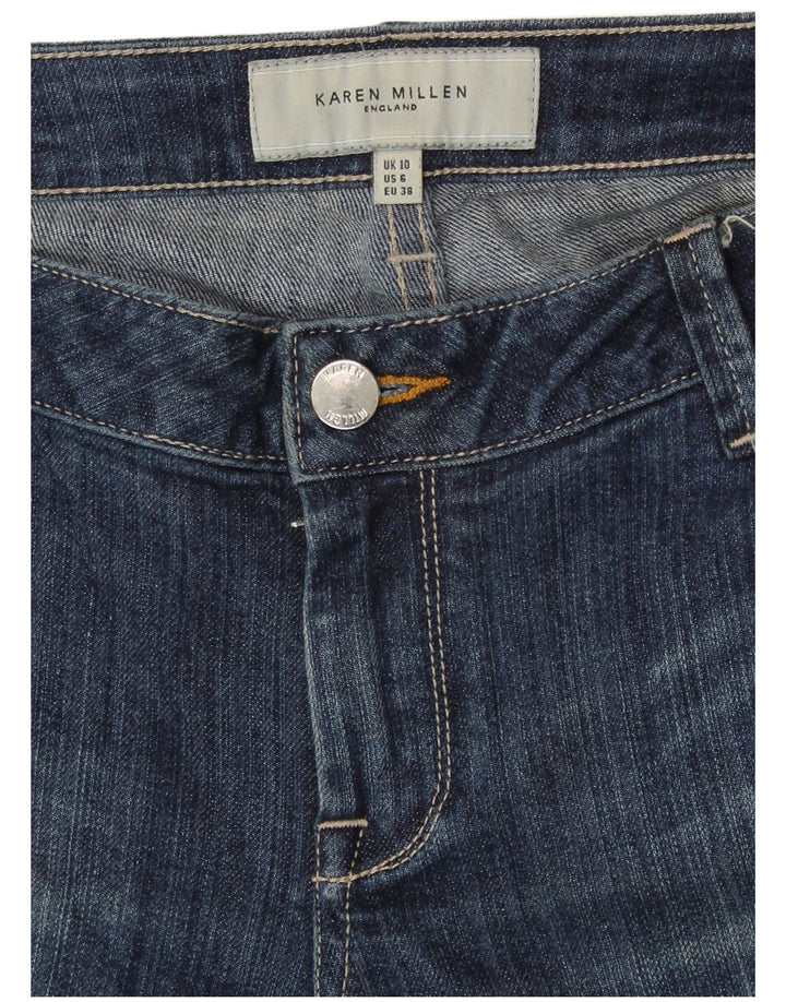 KAREN MILLEN Damen Slim Cropped Jeans UK 10 Small W29 L24 Blau