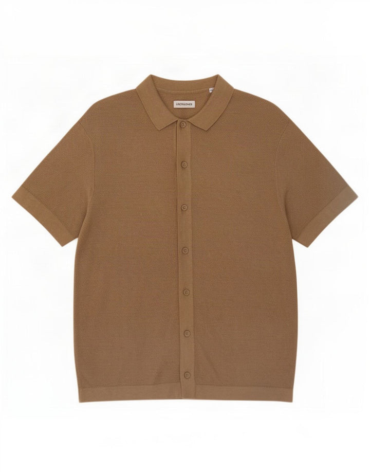 Jack & Jones Herren-Kurzarmhemd aus Baumwolle in Mittelbeige