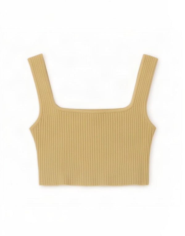 Zara Damen Ärmelloses Crop Top UK 14 Große gelbe Viskose