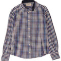 Boggi Herren-Milano-Hemd, kleine blaue Gingham-Baumwolle