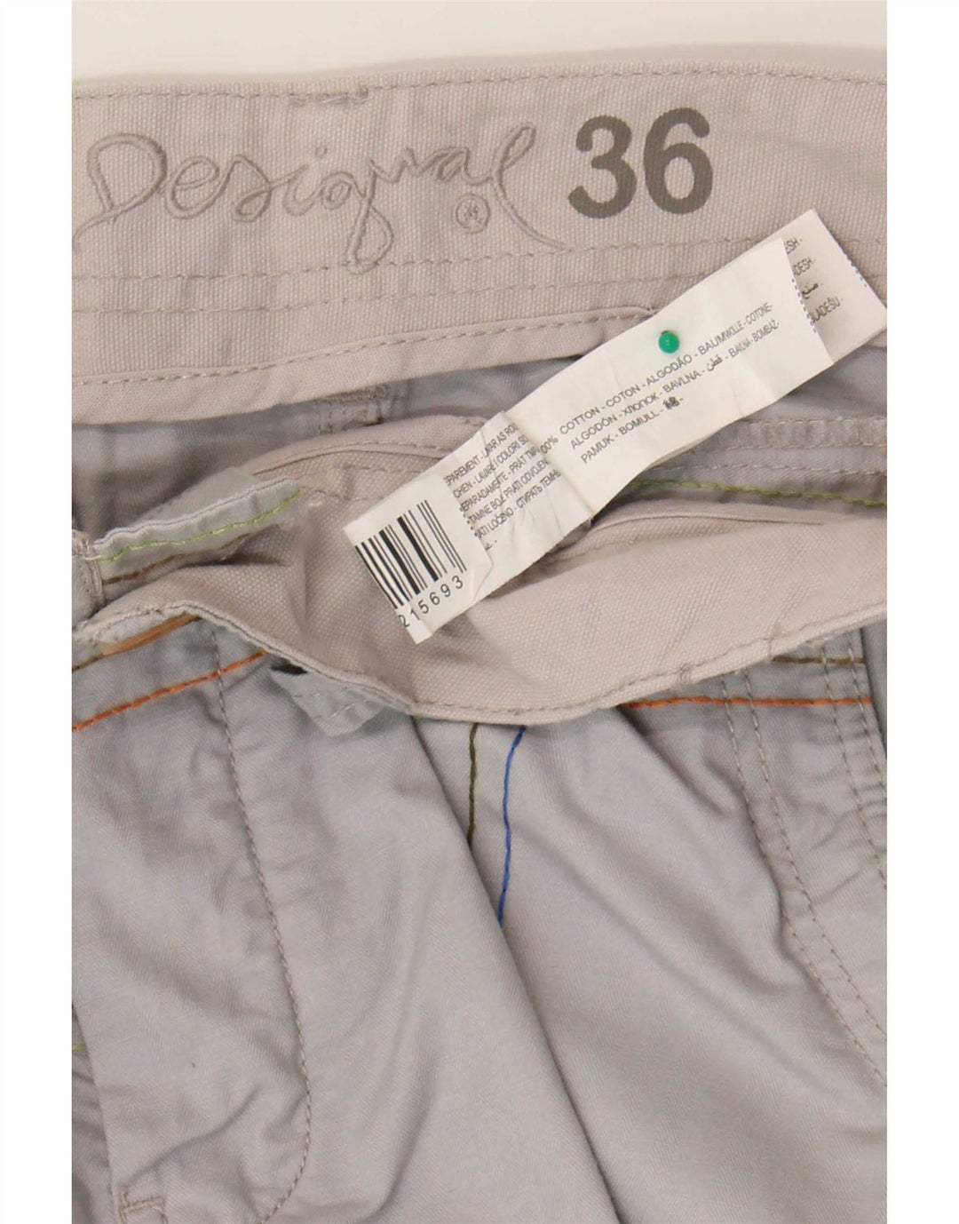 Desigual Herren Graphic Cargo Shorts W36 Große grau karierte Baumwolle
