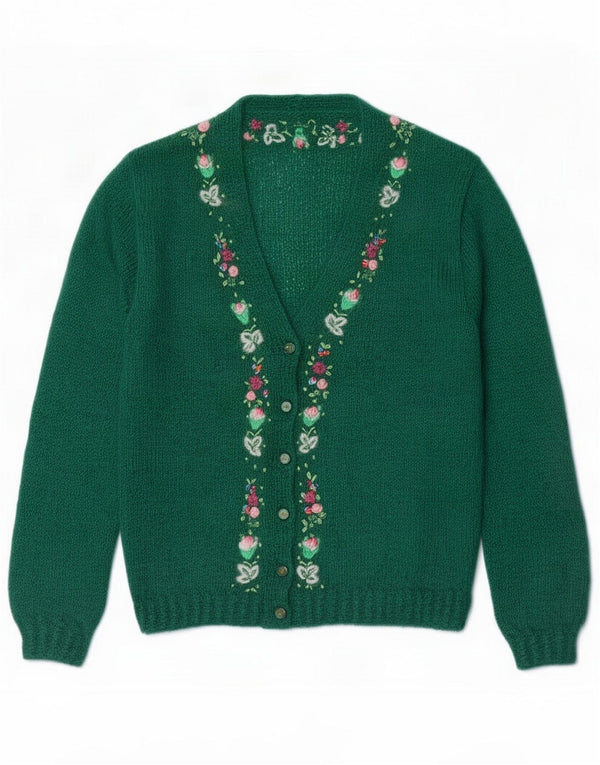 Vintage Damen Strickjacke UK 16 Large Green Floral