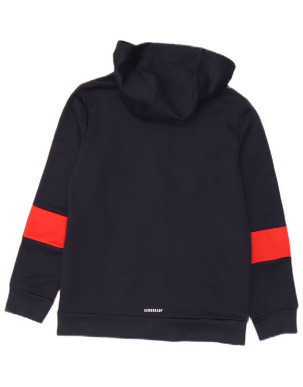 Adidas Jungen Aeroready Zip Hoodie Pullover 9–10 Jahre Marineblau Farbblock