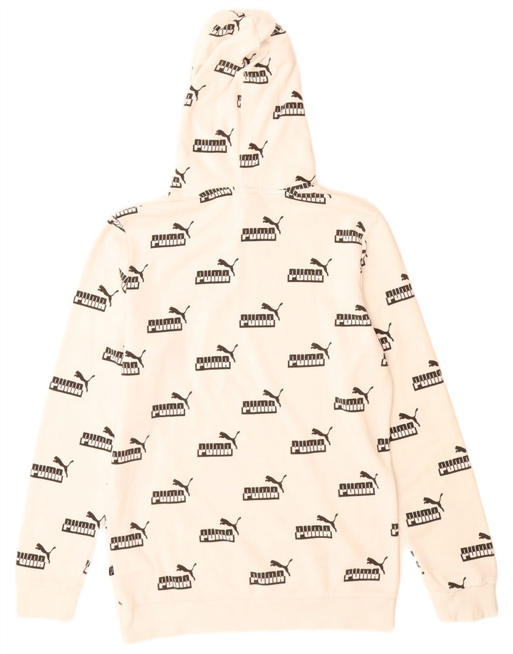 Puma Herren-Kapuzenpullover mit Grafik, Größe S, weiße Baumwolle
