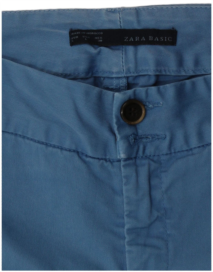 Zara Damen Chino-Shorts, groß, W30, blaue Baumwolle