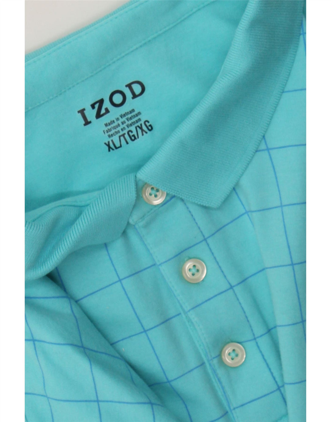 IZOD Mens Polo Shirt XL Blue Check Vintage Izod and Second-Hand Izod from Messina Hembry 