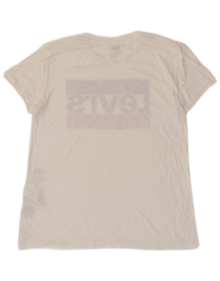 LEVI'S Damen-T-Shirt in Übergröße mit Grafik, UK 6 XS, weiße Baumwolle