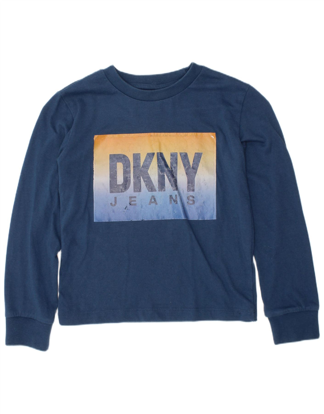 DKNY Jungen Grafik-Top, langärmelig, 5–6 Jahre, marineblaue Baumwolle