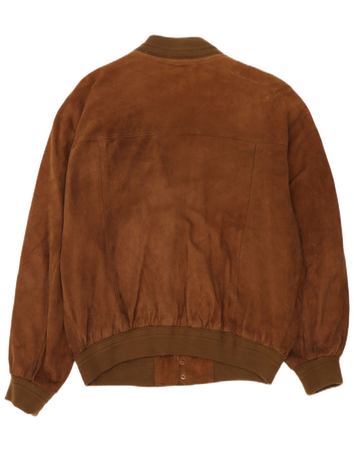 Vintage Herren Wildleder Bomberjacke IT 54 2XL Braunes Leder