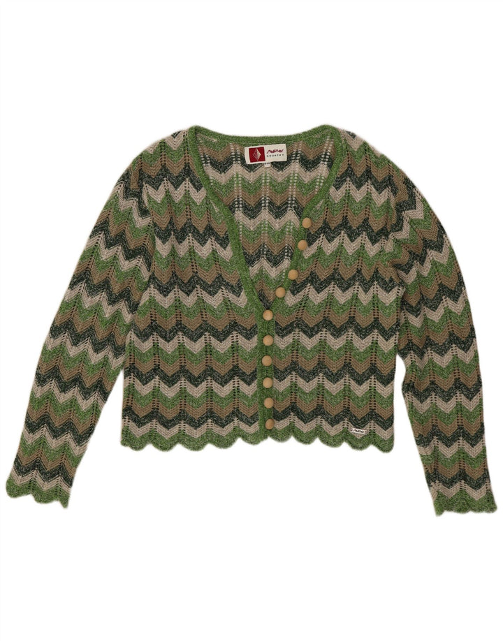 Steffner Damen Crop Cardigan Pullover EU 40 Mittelgrüner Chevron