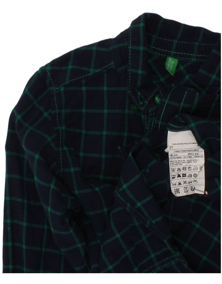 BENETTON Baby-Flanellhemd für Jungen, 18–24 Monate, marineblau, kariert, Baumwolle